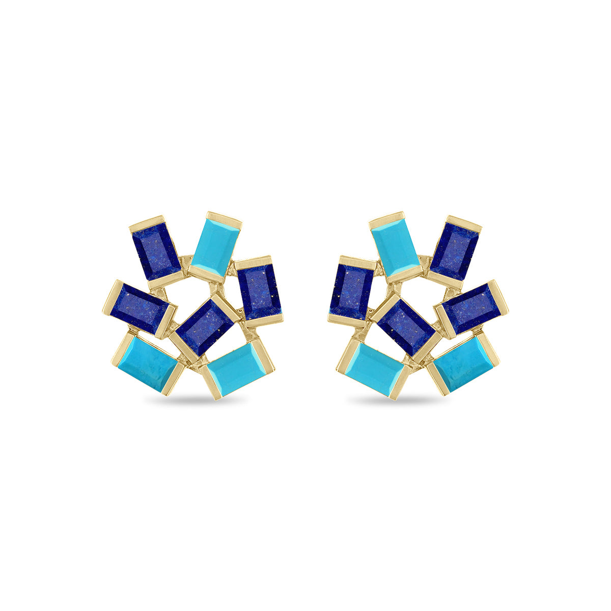 Large Jubilation Studs: Turquoise and Lapis