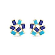 Large Jubilation Studs: Turquoise and Lapis