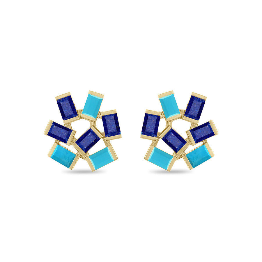 Large Jubilation Studs: Turquoise and Lapis