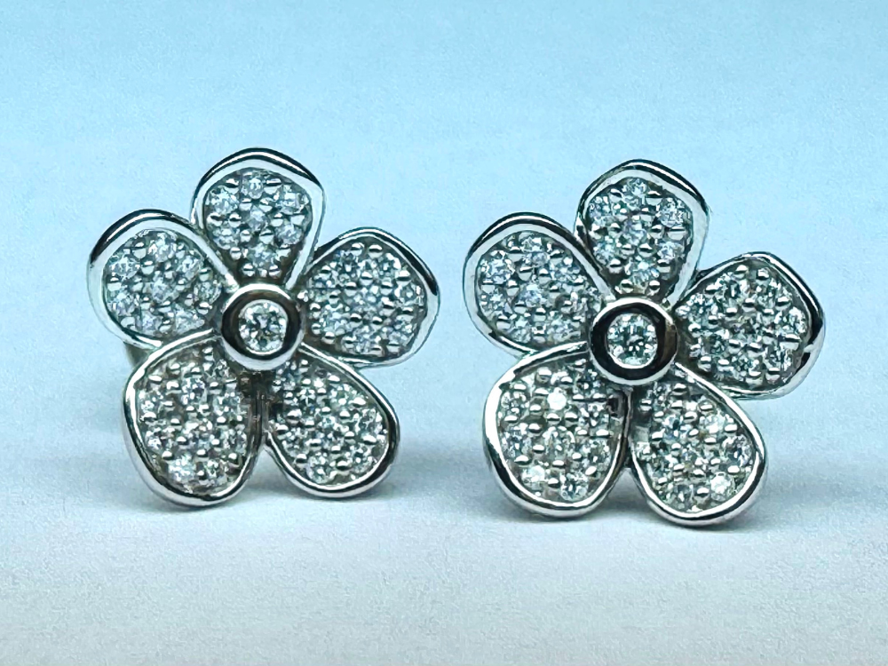 Florette Studs, But Make Them White Gold