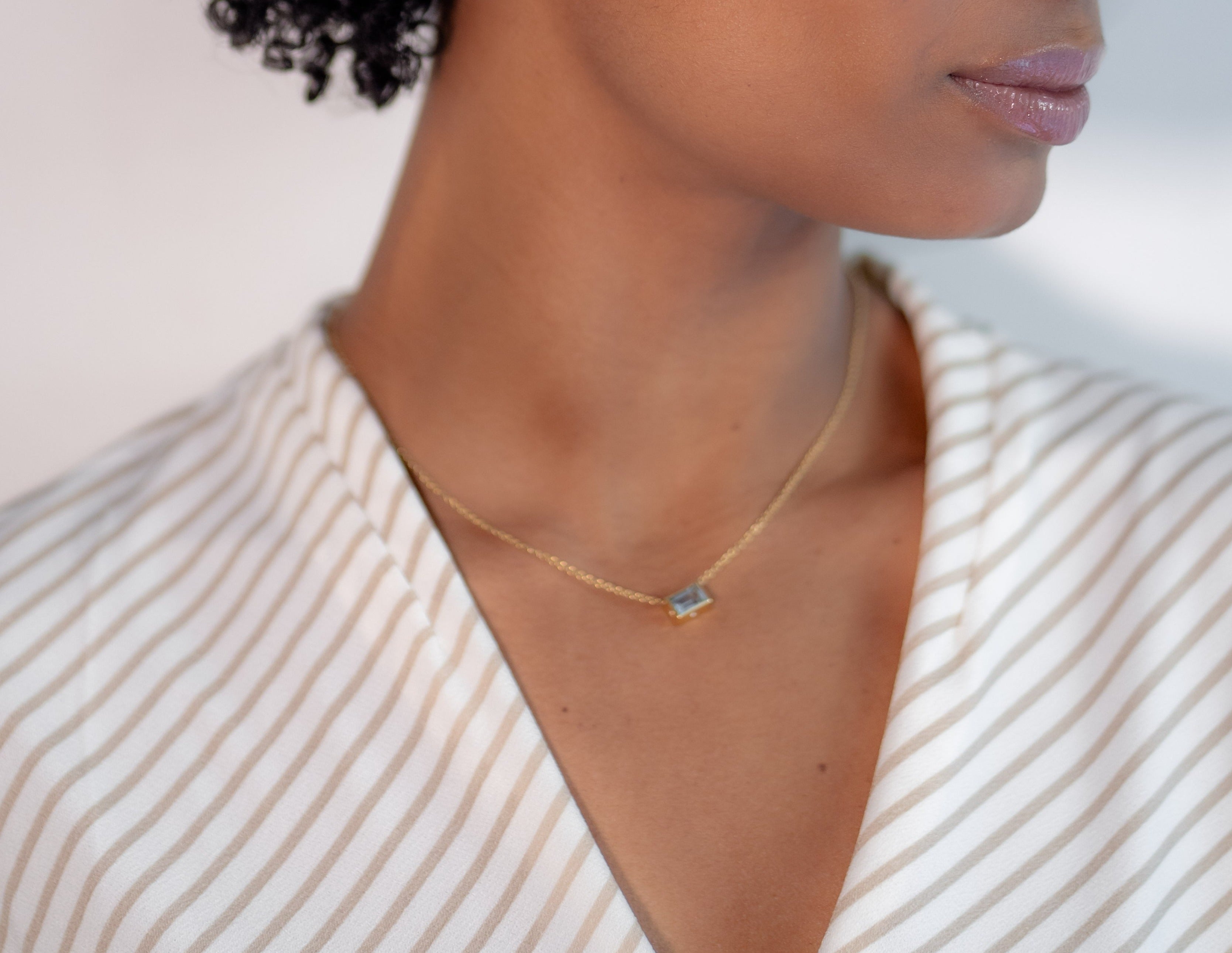 Gold Aquamarine Pendant Necklace | Emily Kuvin – Emily Kuvin