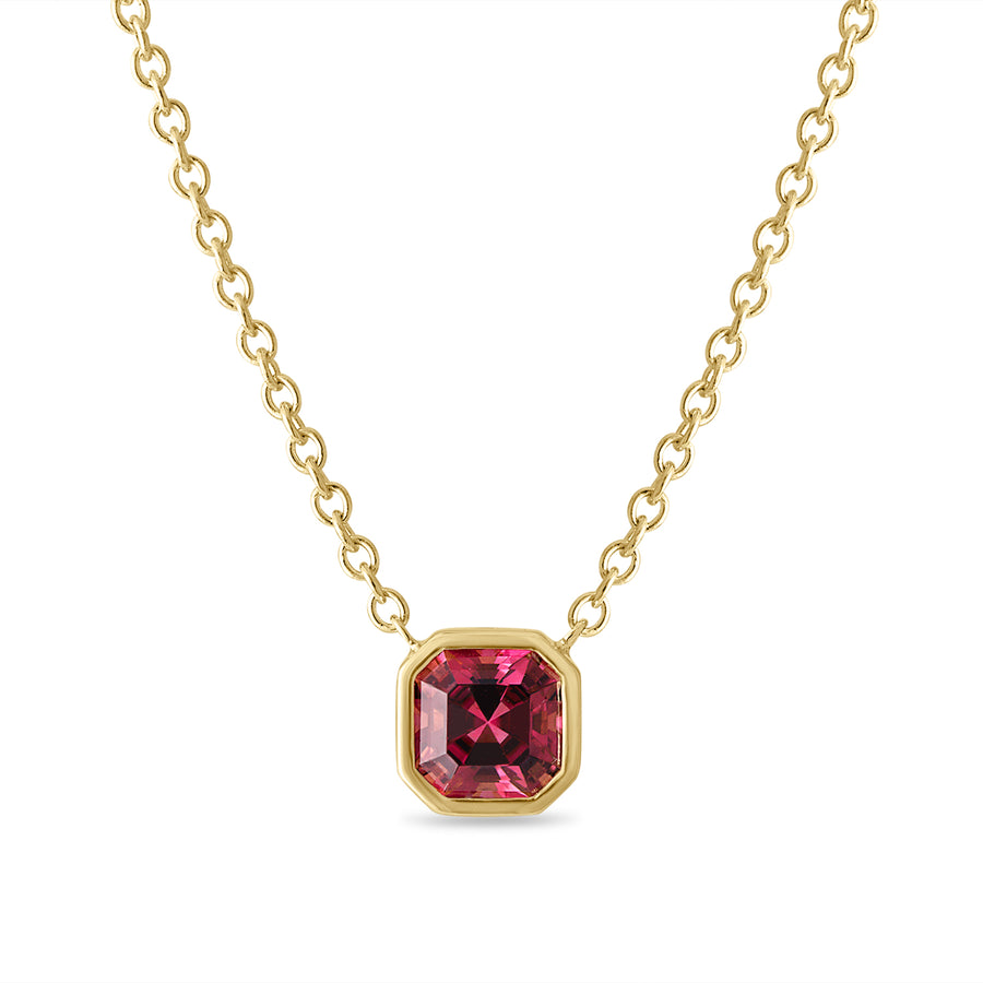 Gold Rubellite Necklace with Accent Diamonds