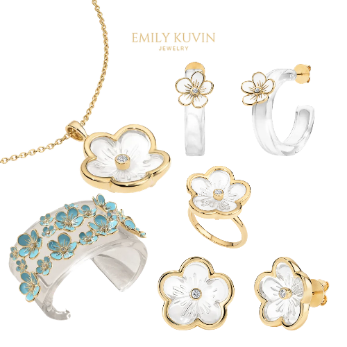 Florette Halo Hoops with Medium Flowers in White Enamel