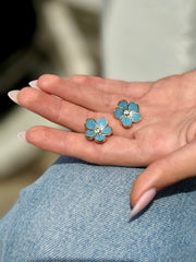 Large Florette Studs in Blue