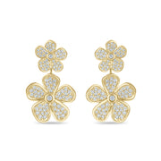 Convertible Double Florette Earrings in Pavé Diamonds