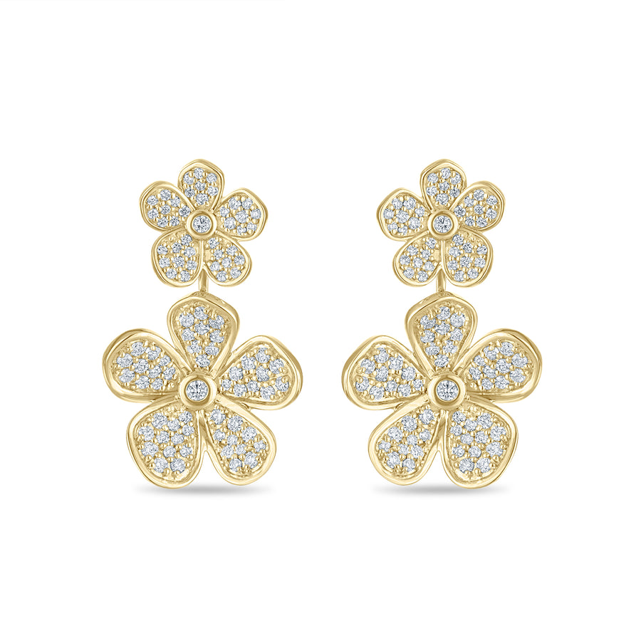 Convertible Double Florette Earrings in Pavé Diamonds