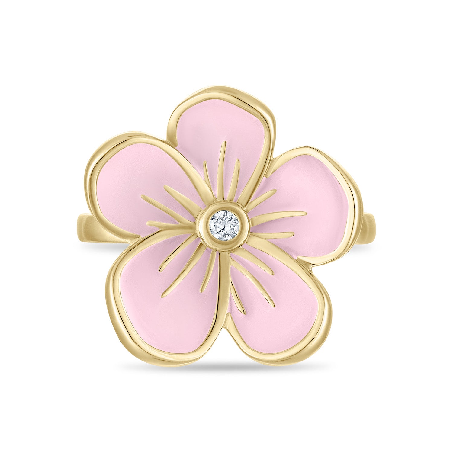 Large Florette Single Flower Cocktail Ring in Baby Pink
