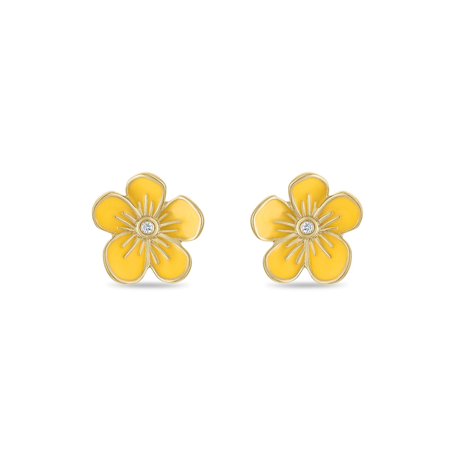 Small Florette Studs in Lemon Yellow