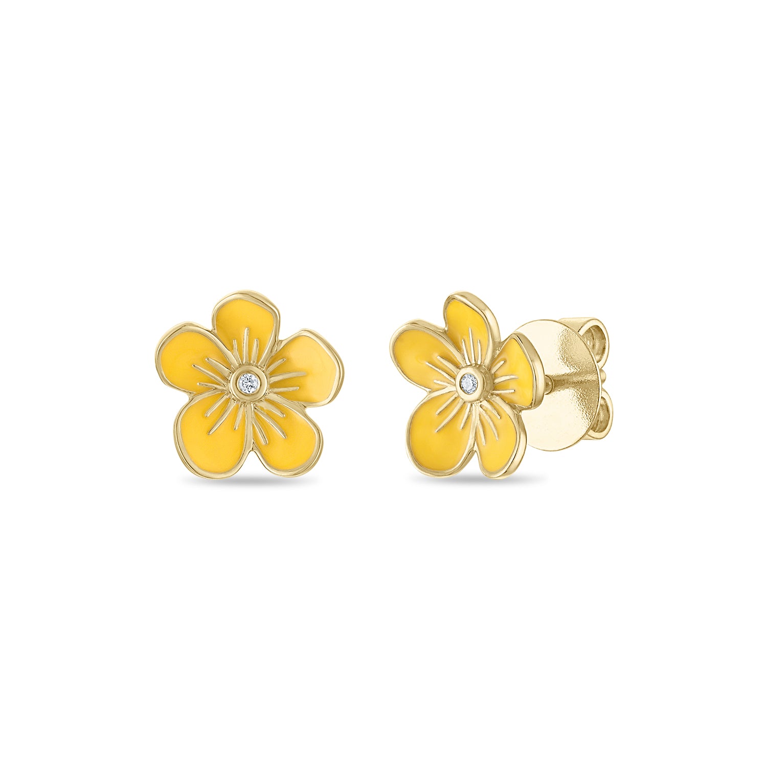 Small Florette Studs in Lemon Yellow