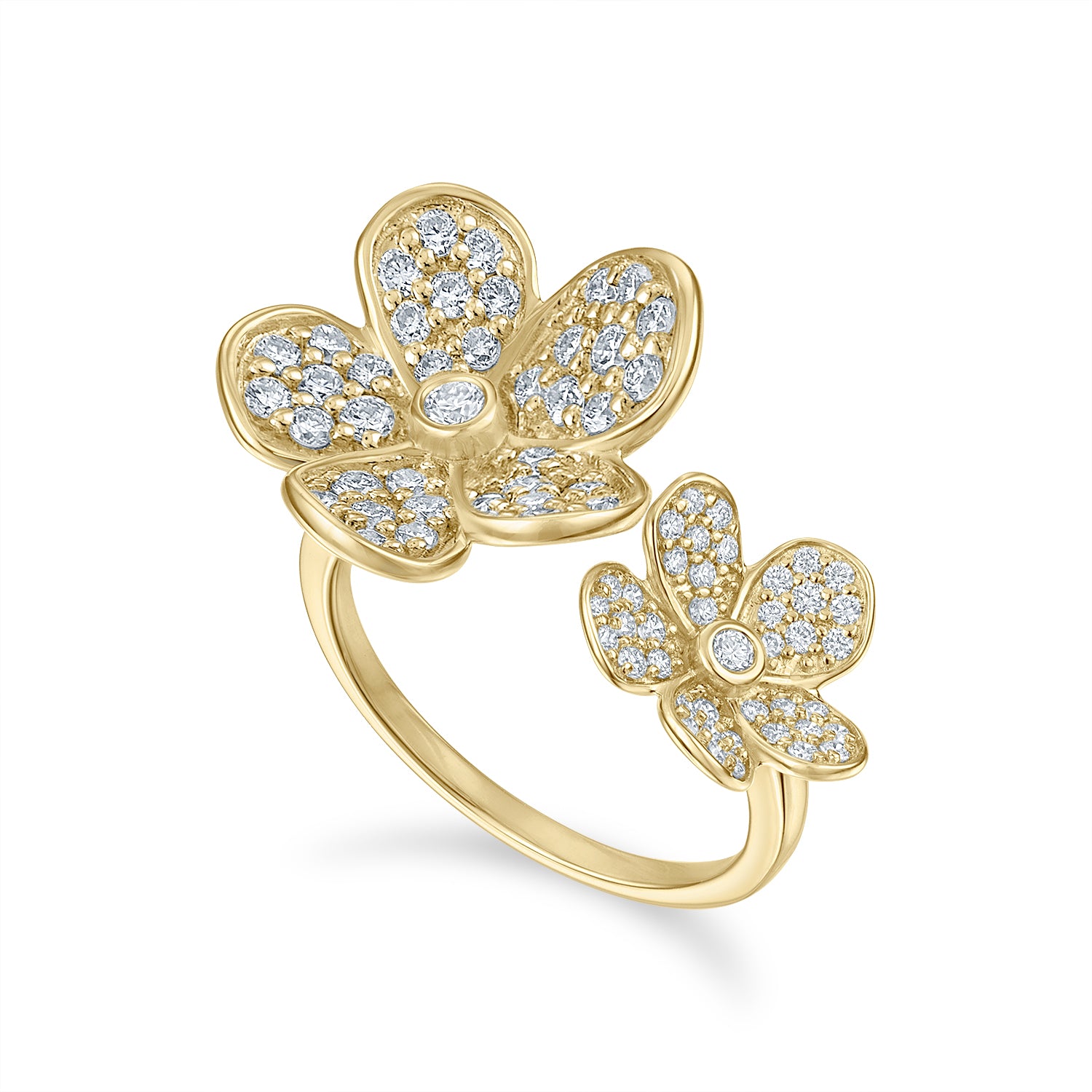 Double Florette Ring in Pavé Diamonds