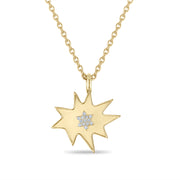 Gold Midi KAPOW! Necklace with Pavé Diamond Star of David