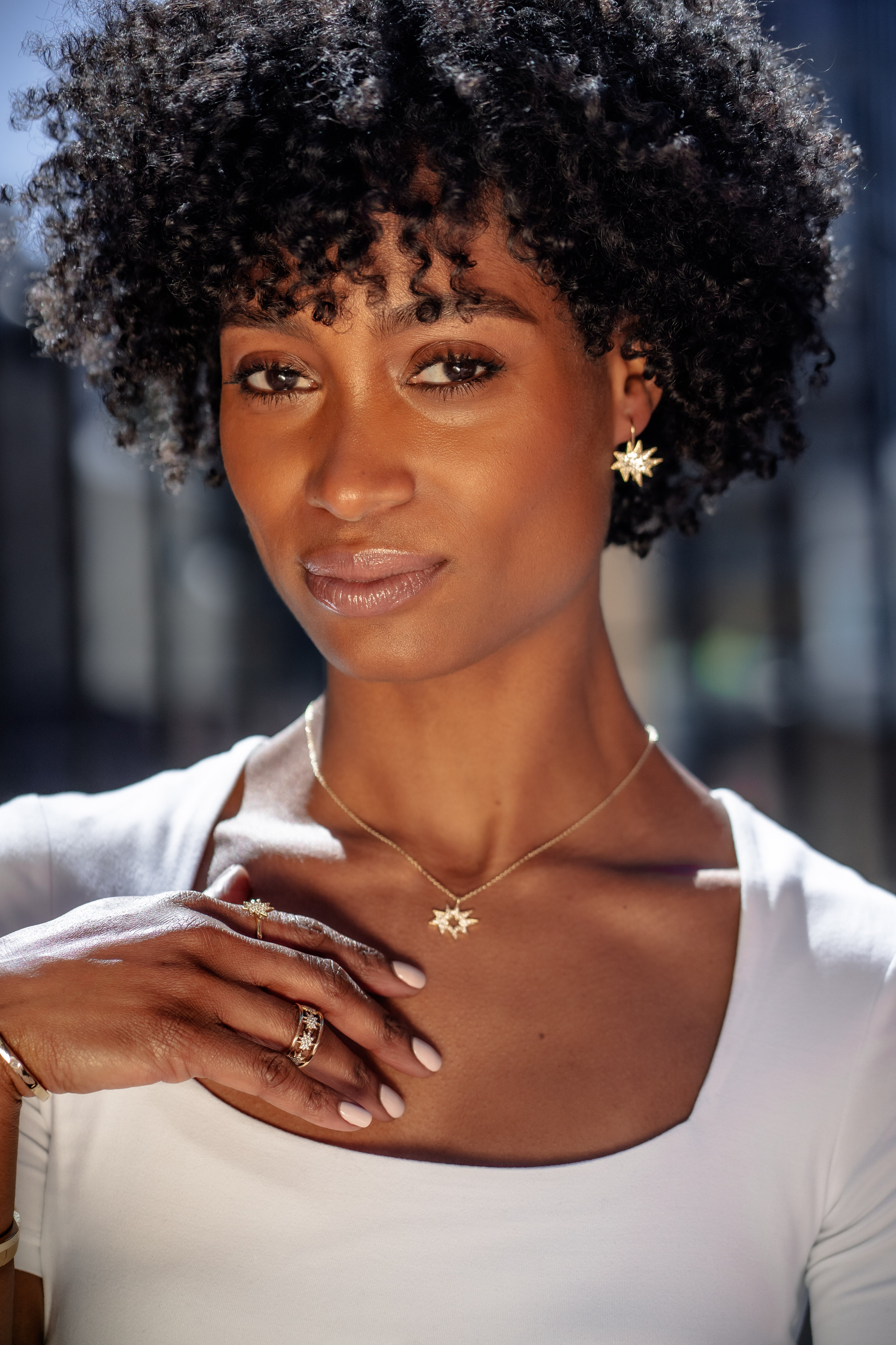 Gold Midi KAPOW! Necklace: Pavé Diamonds with Star of David cutout