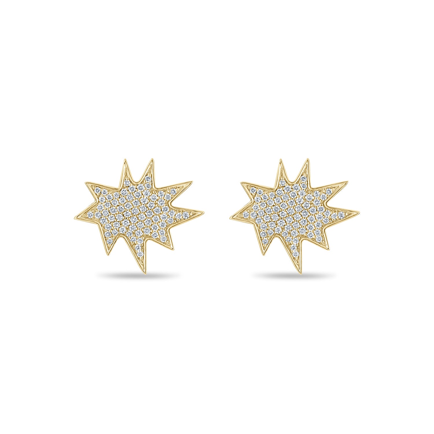 Gold Midi KAPOW! Studs, Pavé Diamonds