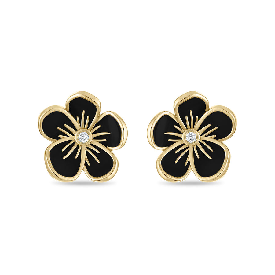 Large Florette Studs in Black