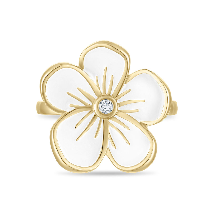 Large Florette Single Flower Cocktail Ring in White