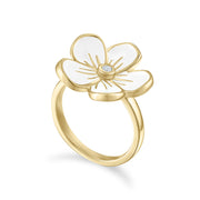 Large Florette Single Flower Cocktail Ring in White