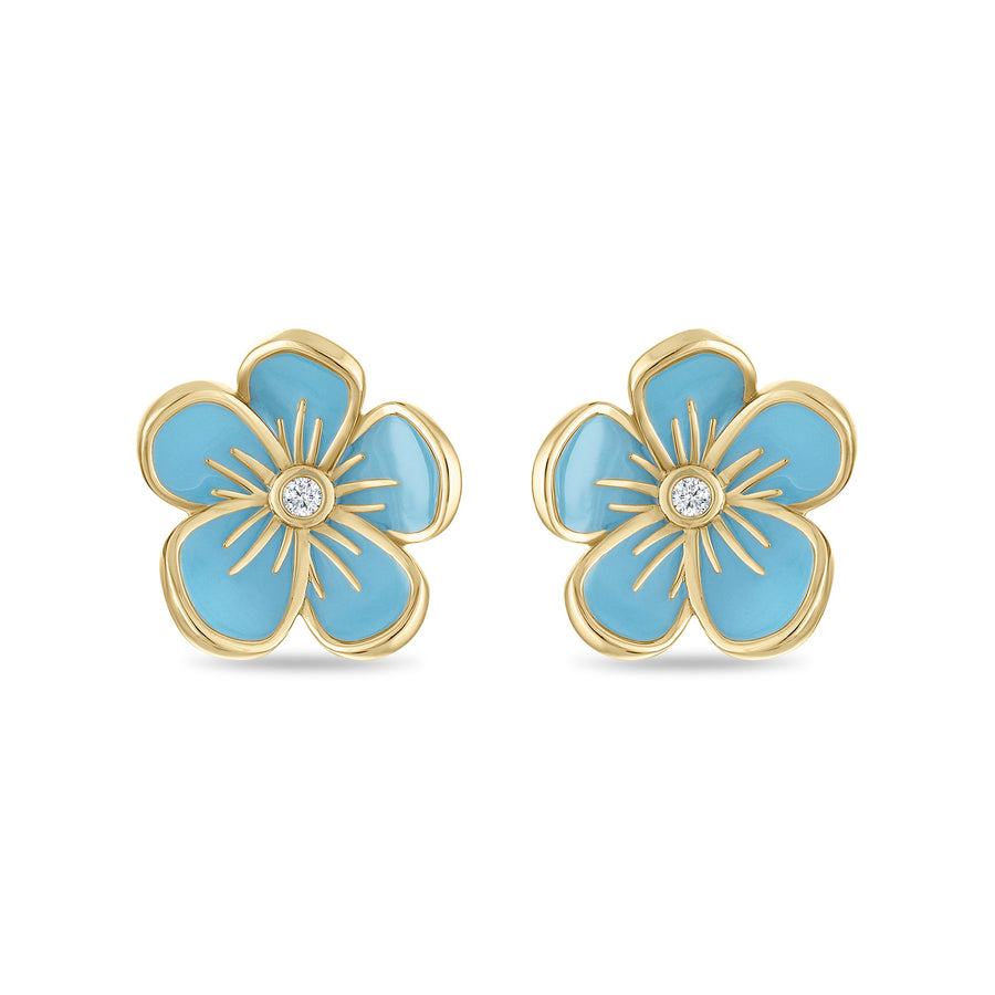 Large Florette Studs in Blue