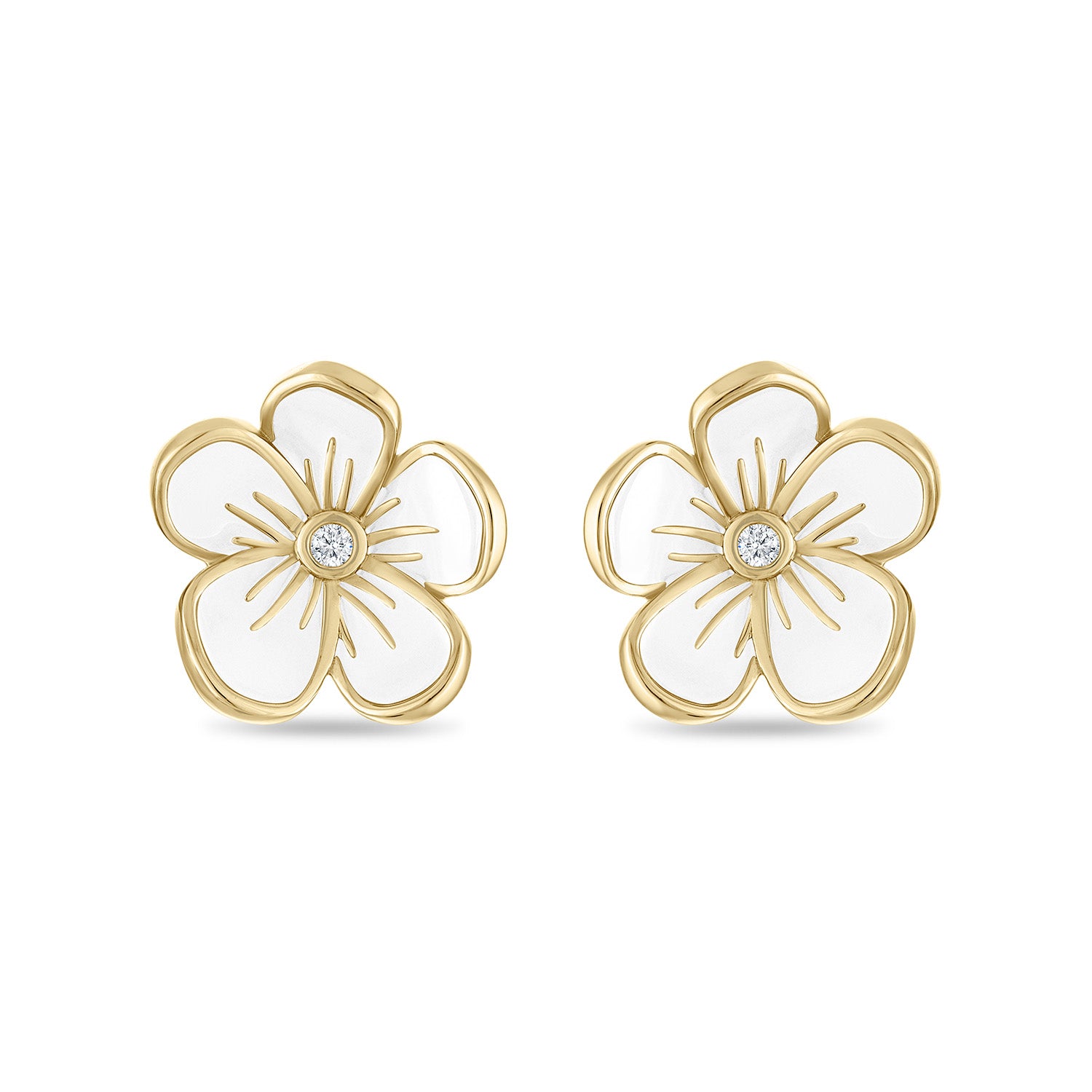 Large Florette Studs in White