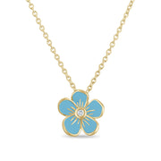 Medium Florette Single Pendant Necklace in Forget-Me-Not Blue