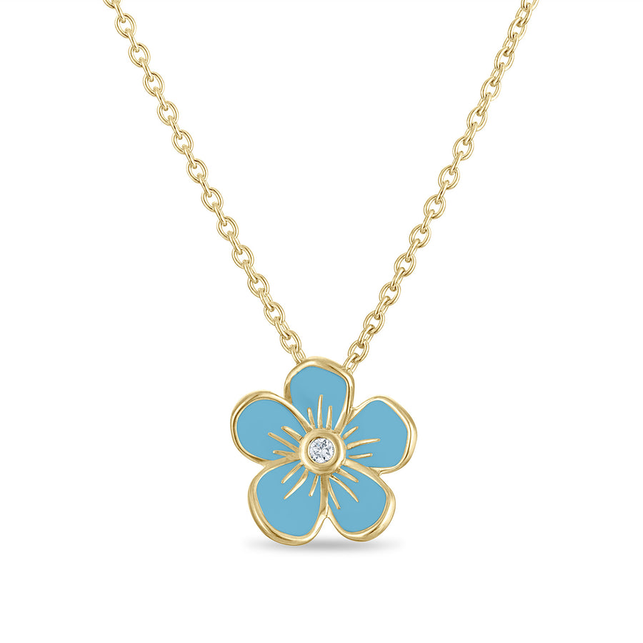 Medium Florette Single Pendant Necklace in Blue