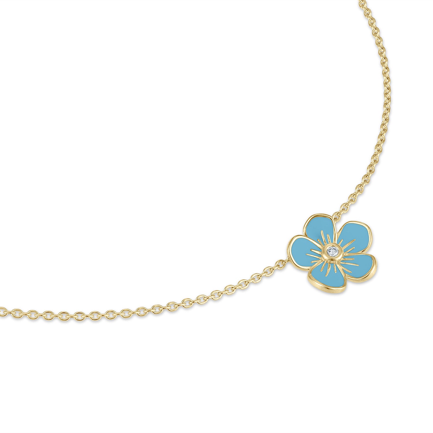 Medium Florette Single Pendant Necklace in Forget-Me-Not Blue