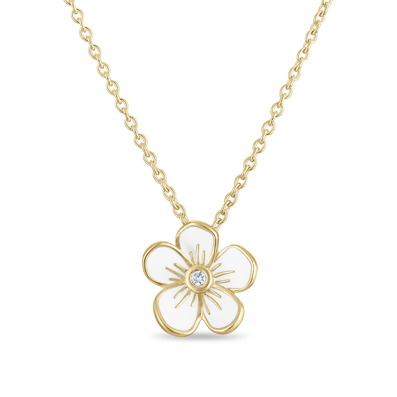 Medium Florette Single Pendant Necklace in White