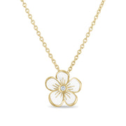 Medium Florette Single Pendant Necklace in White