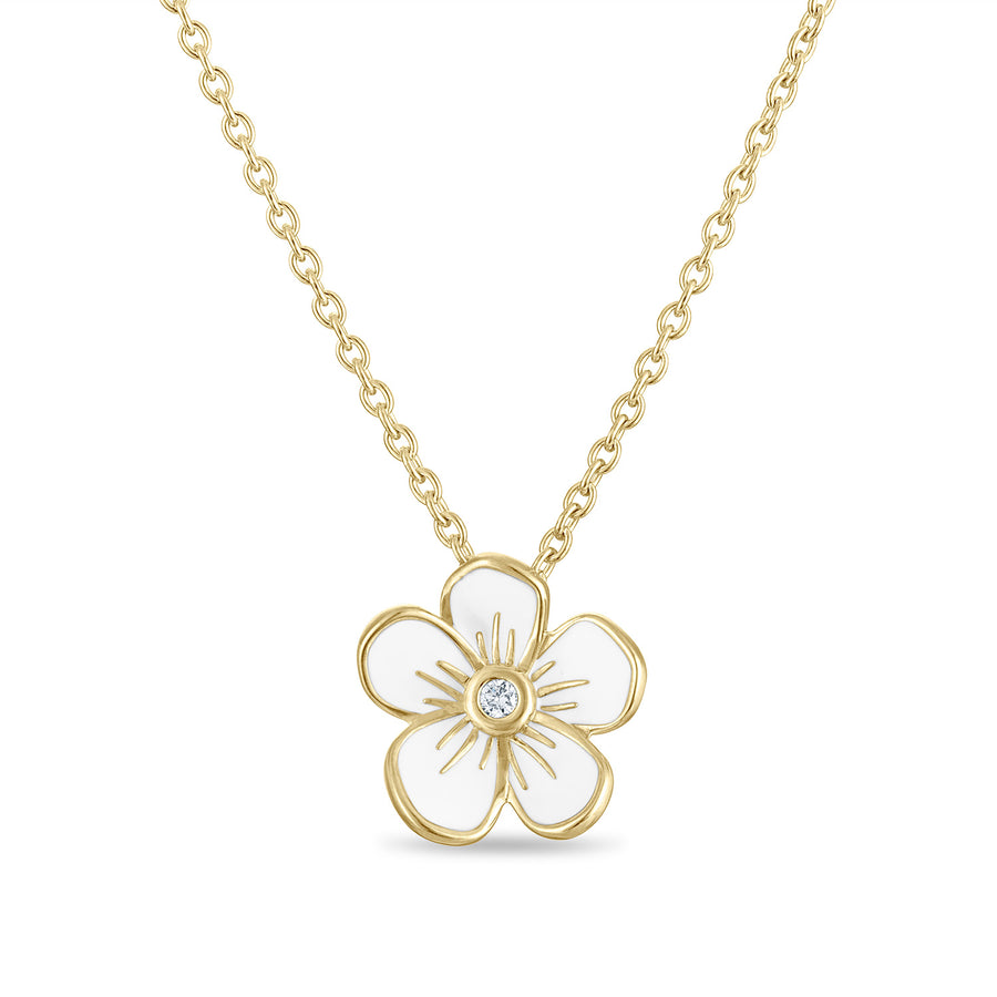 Medium Florette Single Pendant Necklace in White