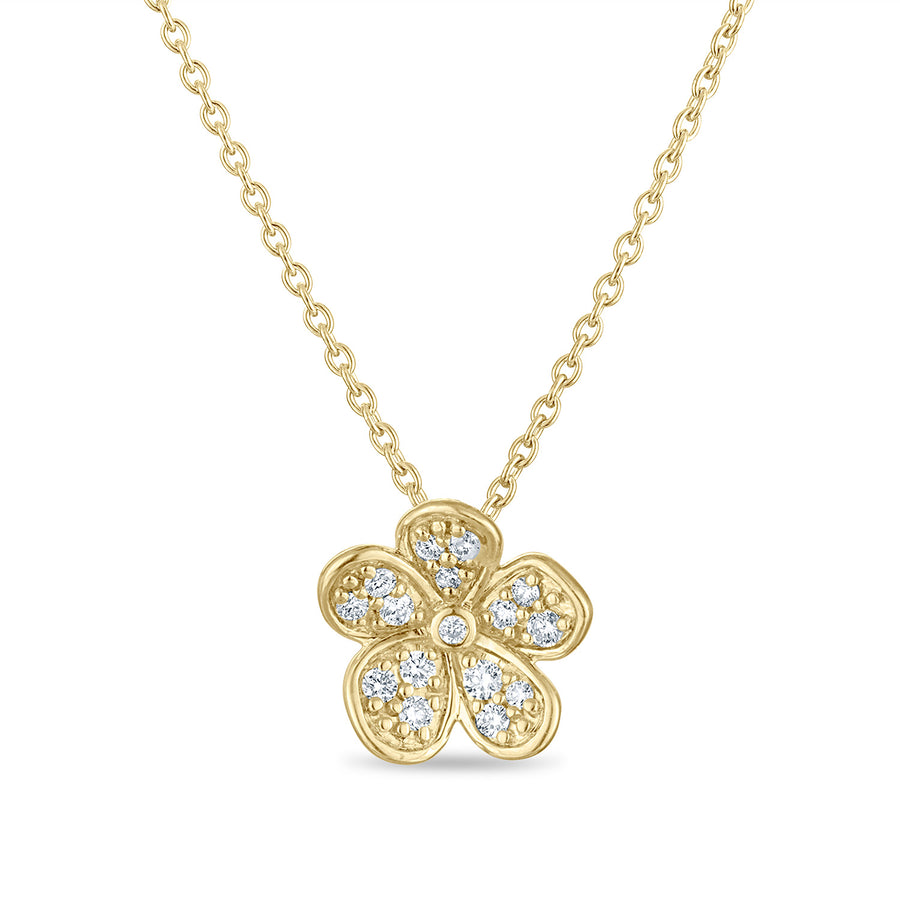 Medium Florette Single Pendant Necklace in Pavé Diamonds