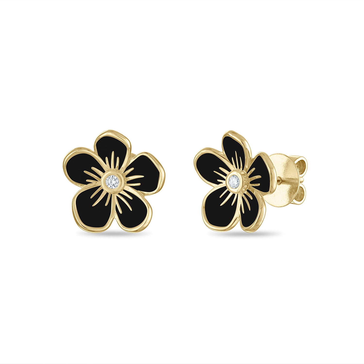 Medium Florette Studs in Black