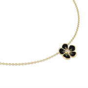 Medium Florette Single Pendant Necklace in Black