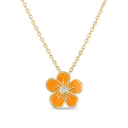 Medium Florette Single Pendant Necklace in Orange