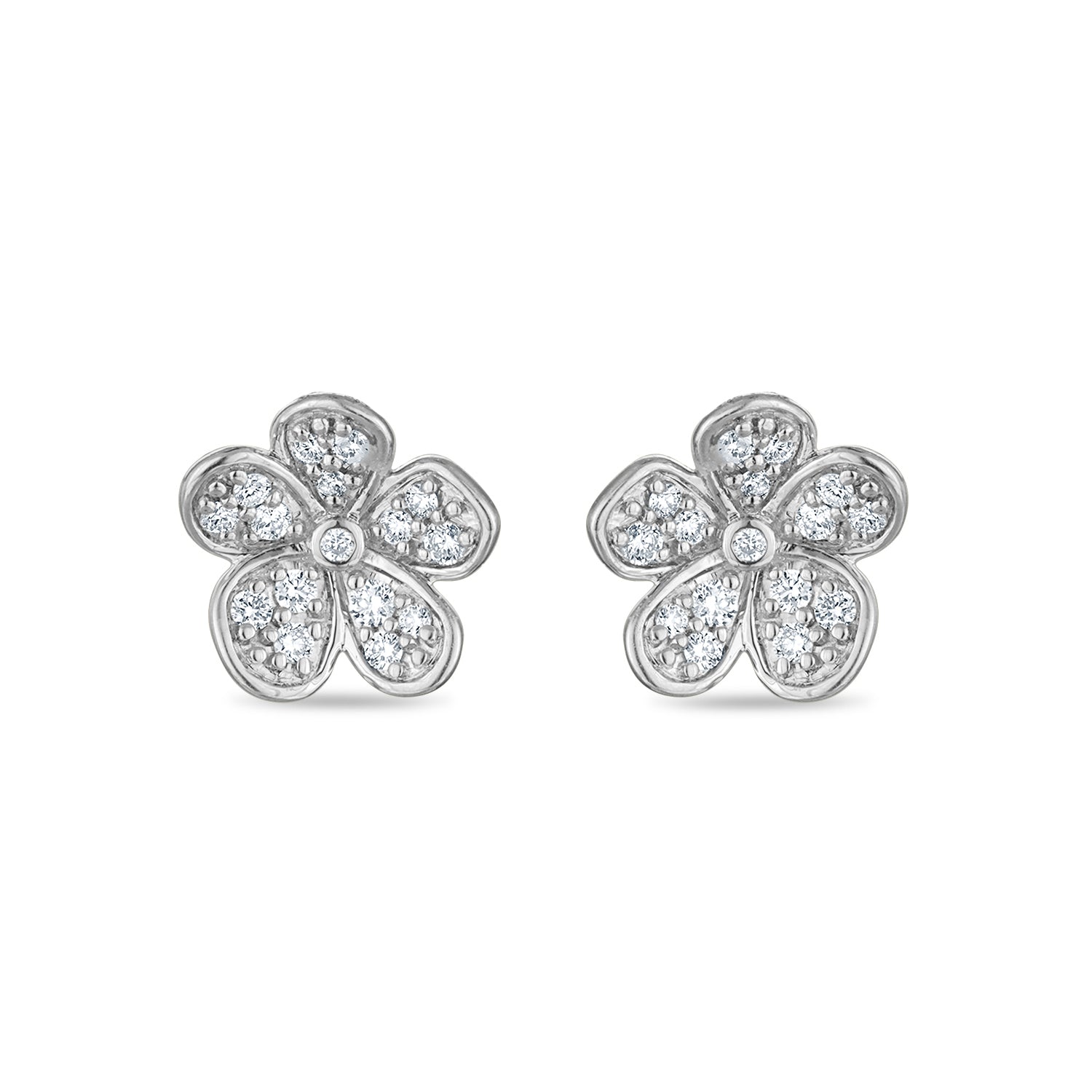 Convertible Double Florette Earrings in Pavé Diamonds and White Gold