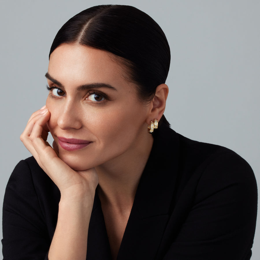 Essentials Medium Linear Diamond Hoop Earrings