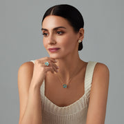 Large Florette Single Pendant Necklace in Forget-Me-Not Blue