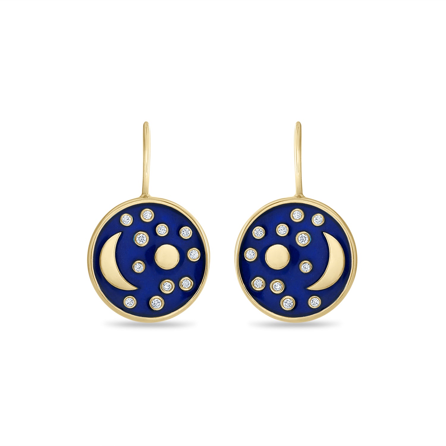 Nebra Sky Medium Enamel and Diamond Disc Earrings