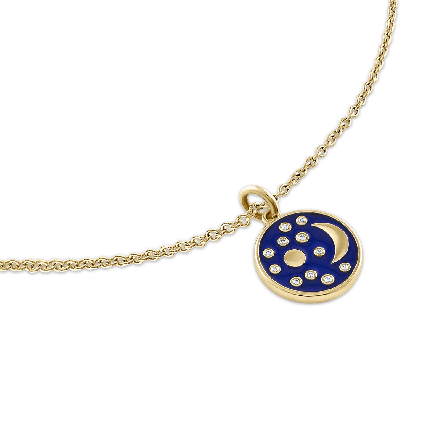 Nebra Sky Small Enamel and Diamond Disc Pendant Necklace