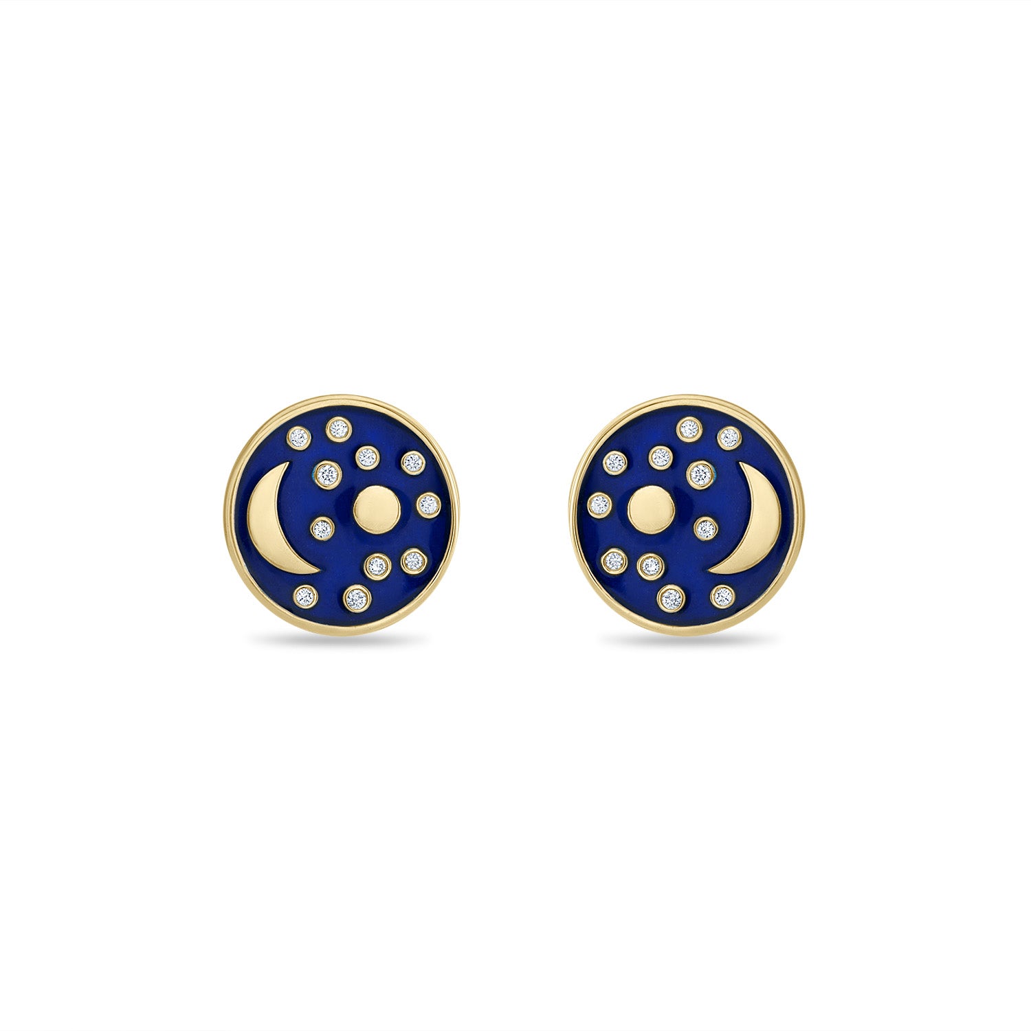 Nebra Sky Enamel and Diamond Disc Studs