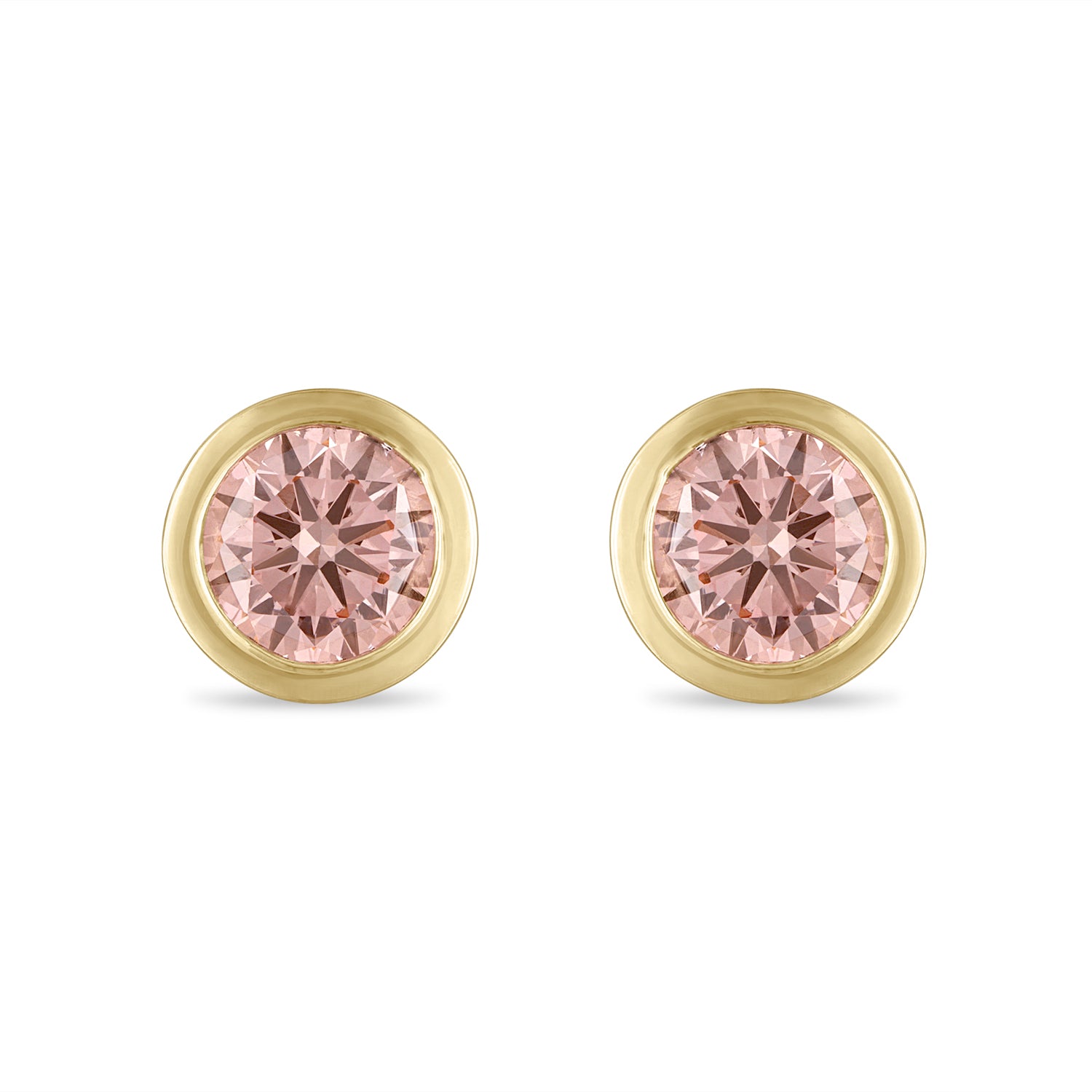 Palazzo Bezel Set Lab Created Pink 3 Carat Diamond Studs