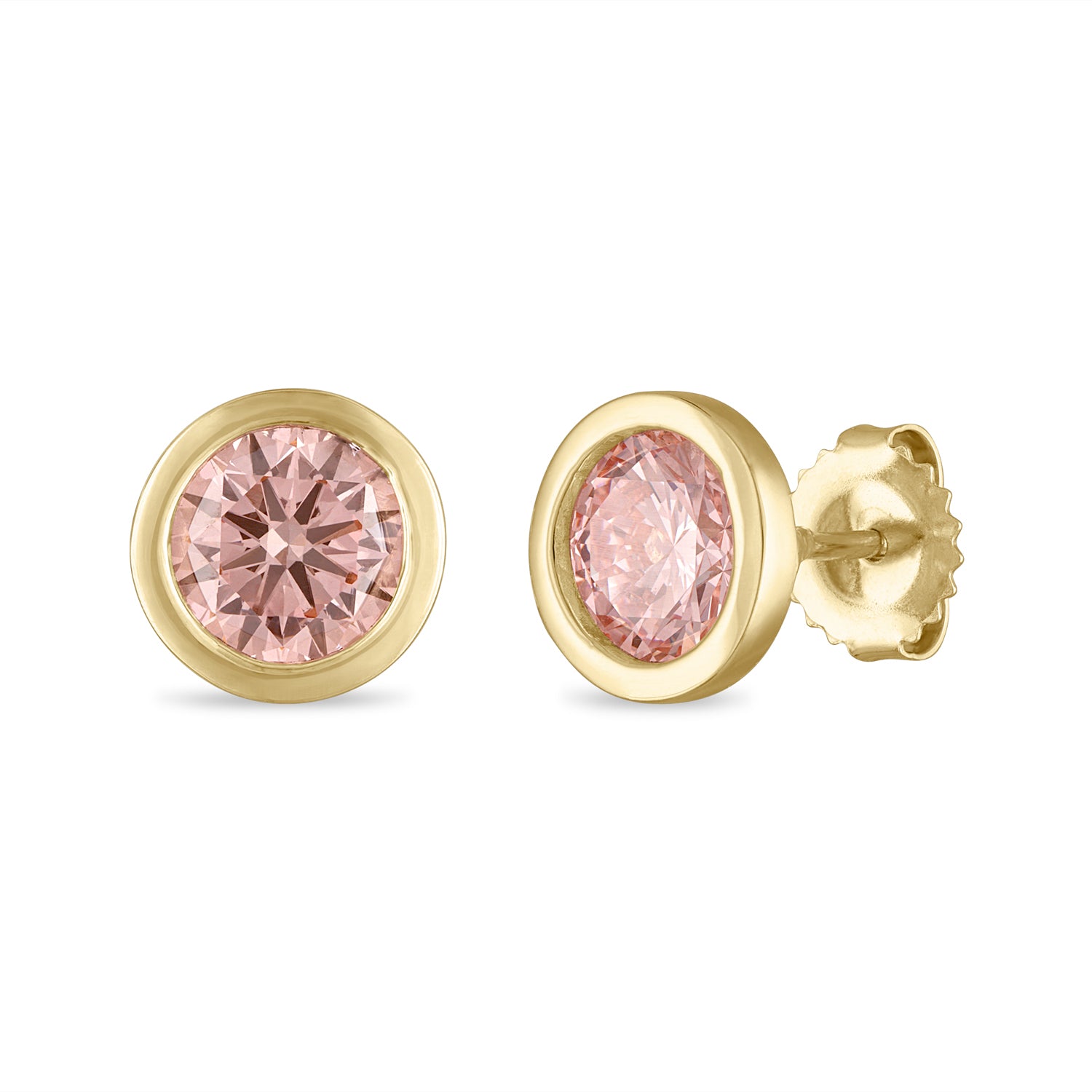Palazzo Bezel Set Lab Created Pink 3 Carat Diamond Studs