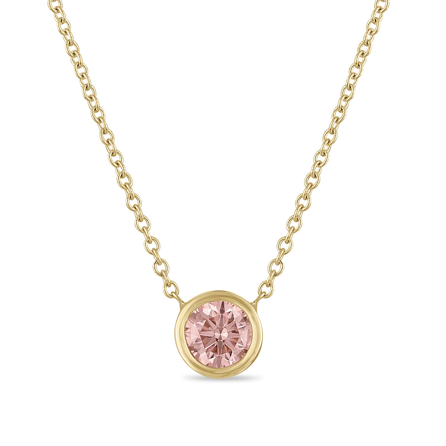 Palazzo Bezel Set Lab Created Pink Diamond Solitaire Necklace