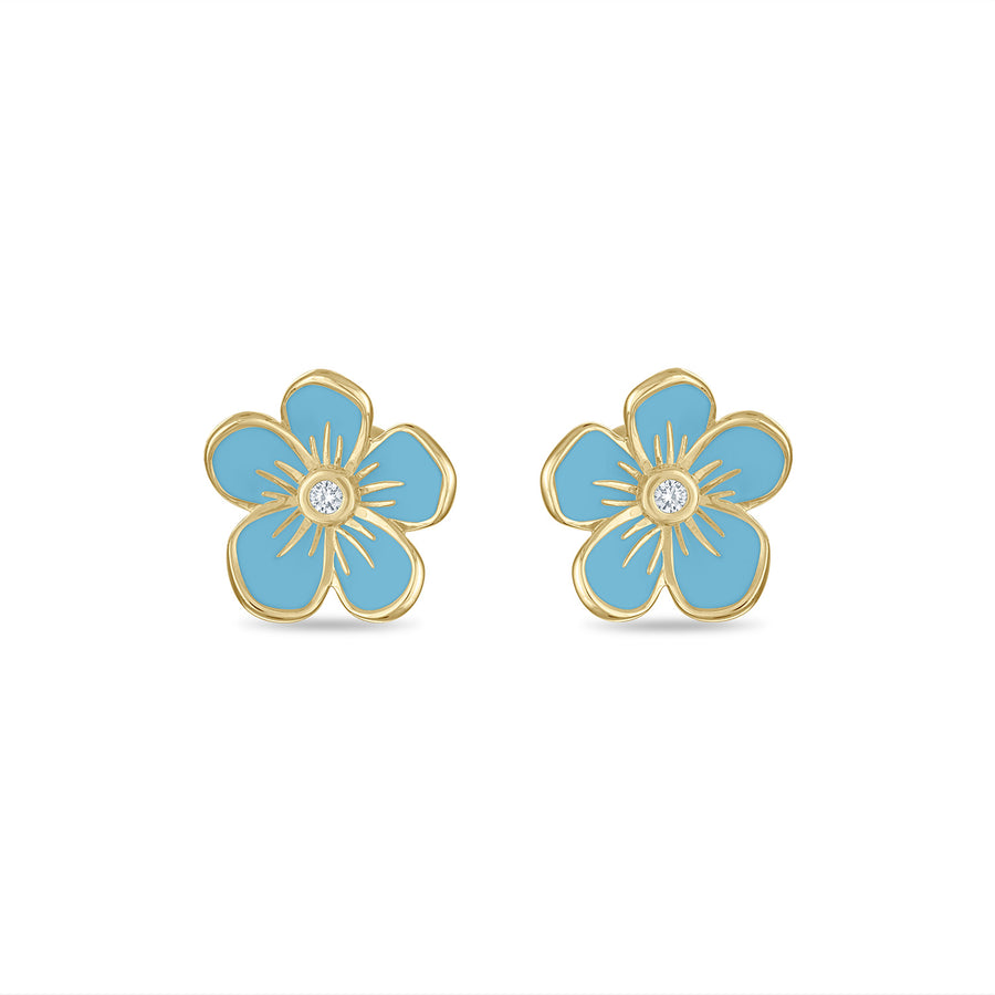 Small Florette Studs in Forget-Me-Not Blue