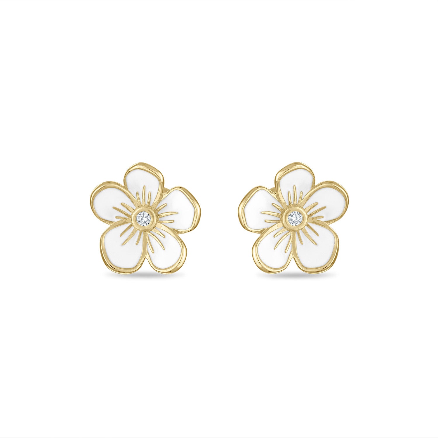 Small Florette Studs in White