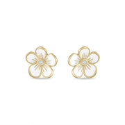 Small Florette Studs in White