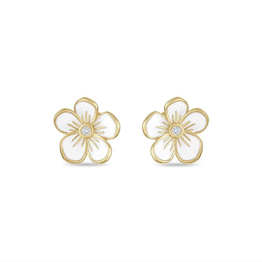 Small Florette Studs in White