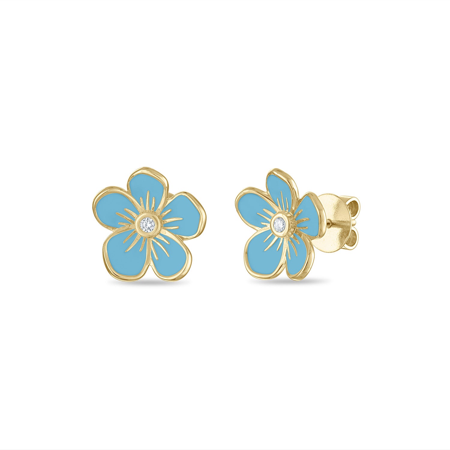 Small Florette Studs in Blue