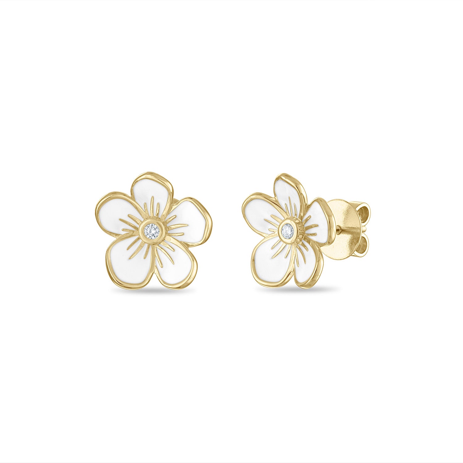 Small Florette Studs in White