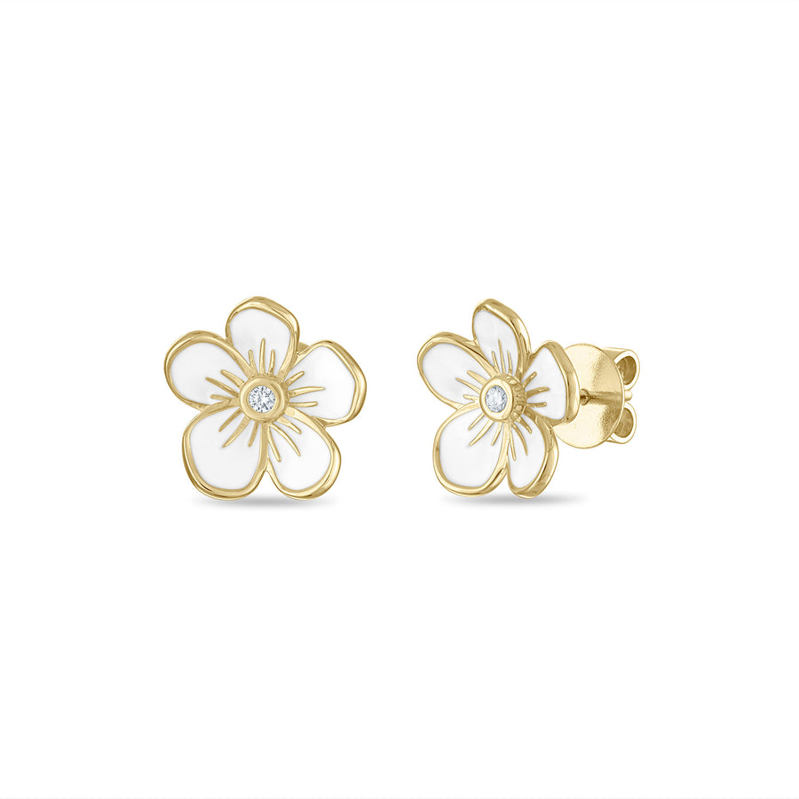 Small Florette Studs in White