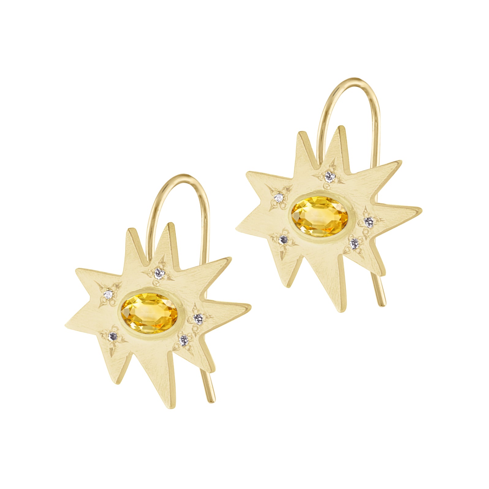 Gold Midi KAPOW! Earrings: Citrine