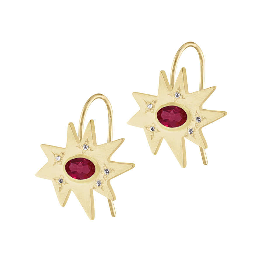 Gold Midi KAPOW! Earrings with Ruby